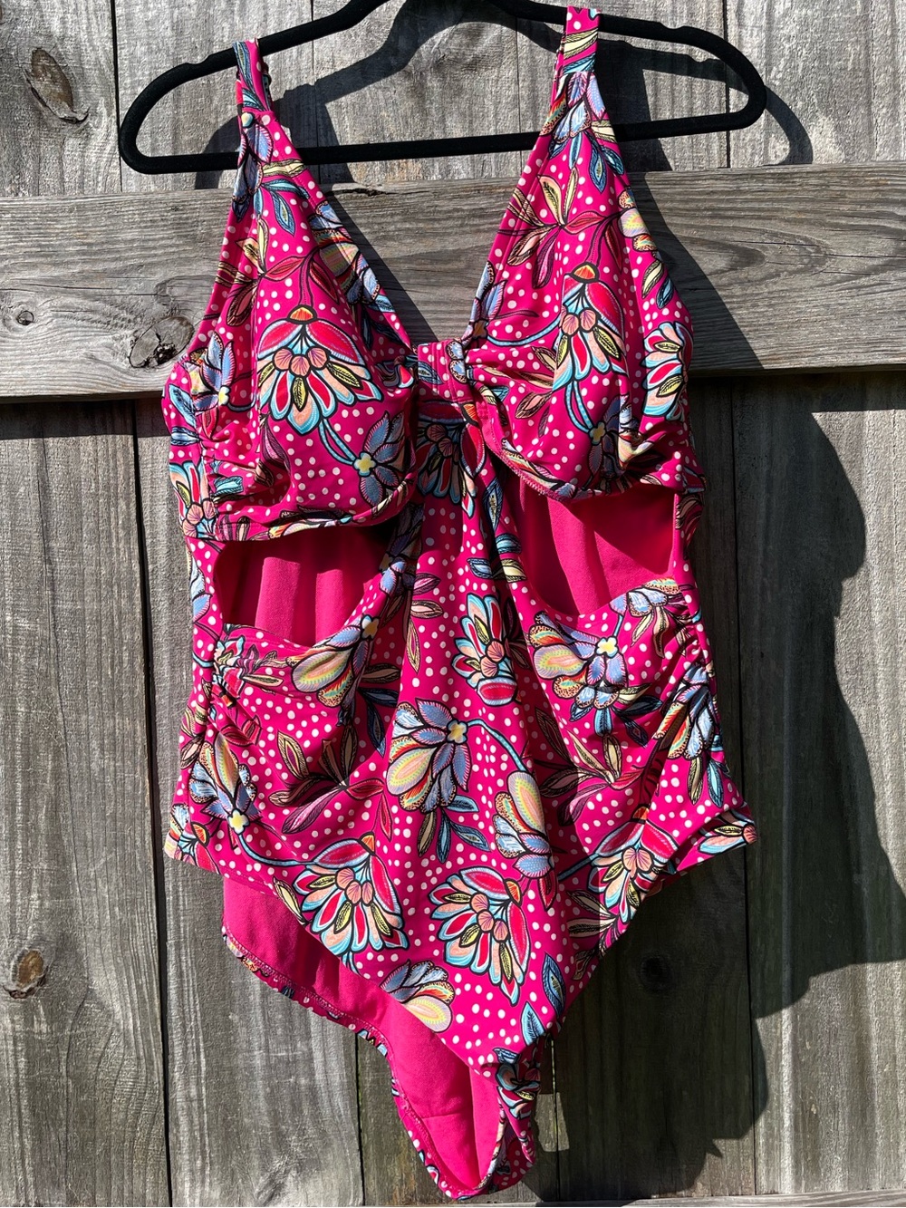 Tabitha Hot Pink Floral Cutout One-Piece Swimsuit size 24W